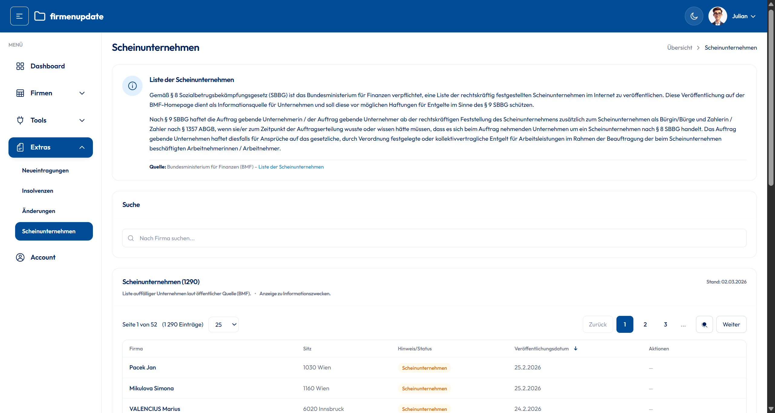 Scheinunternehmen-Check